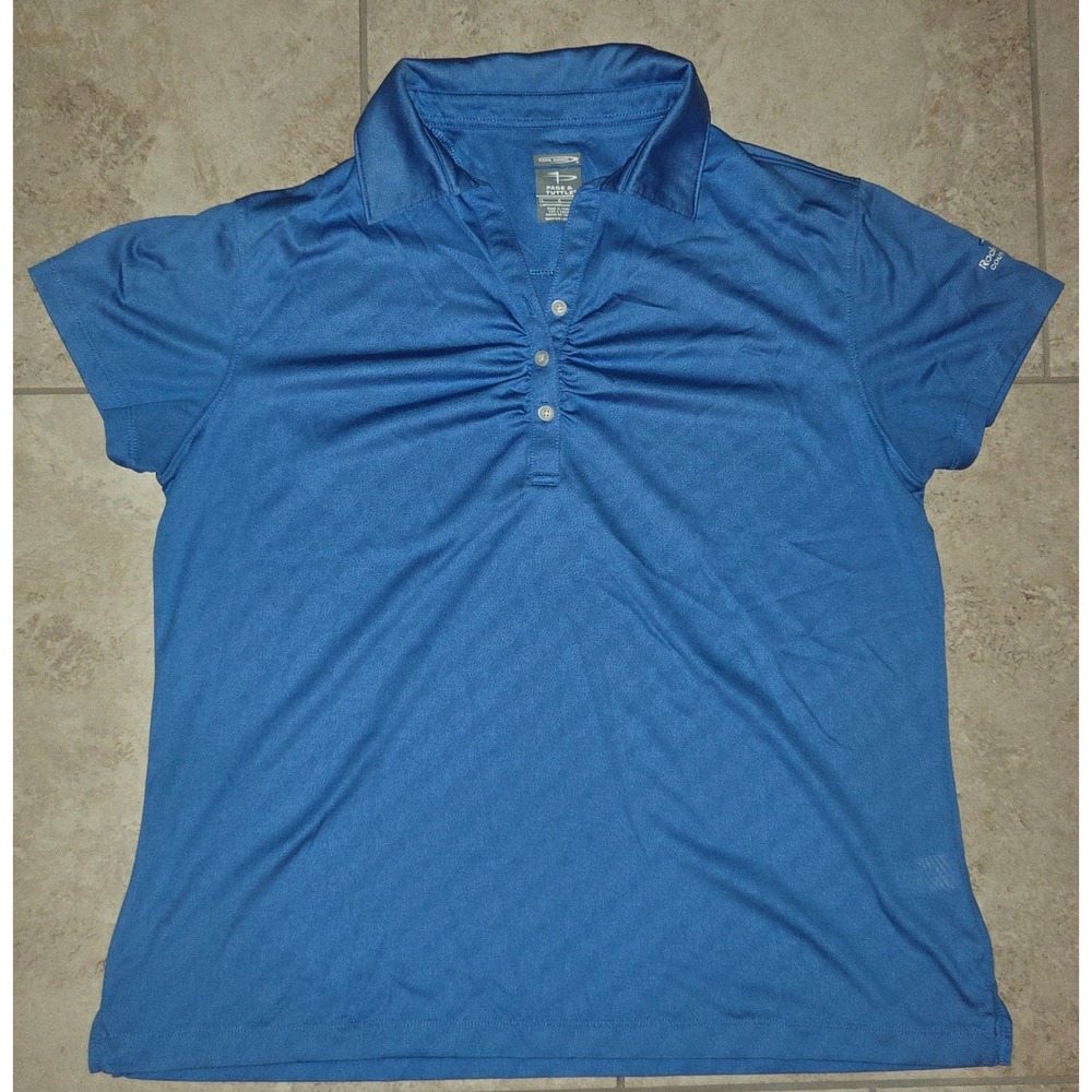 Page & Tuttle Cool Swing Blue Golf Polo Shirt Womens Large Rocky Bayou CC
